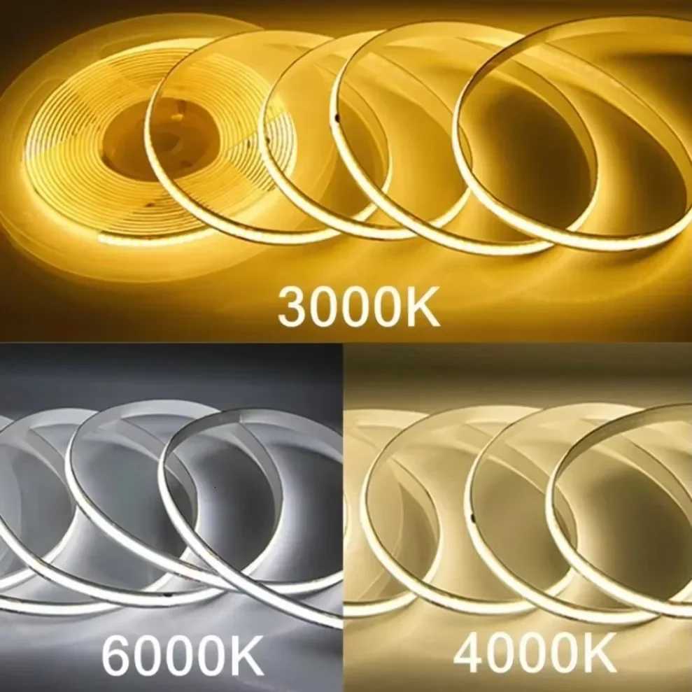 220V COB LED Strip Light Flexible Tape Lights No Need Driver High Bright 240 LEDs/m Linear Lighting Warm Cold Natural White 1-5M H260304