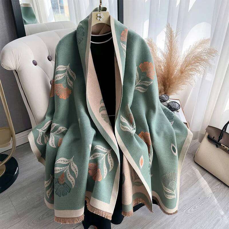 New Women Fashion Brand Fallen leaves Scarf Luxury Autumn Winter Warm Shawls Print Scarve Pashmina Mujer Femme Foulard Bufanda XJ260304