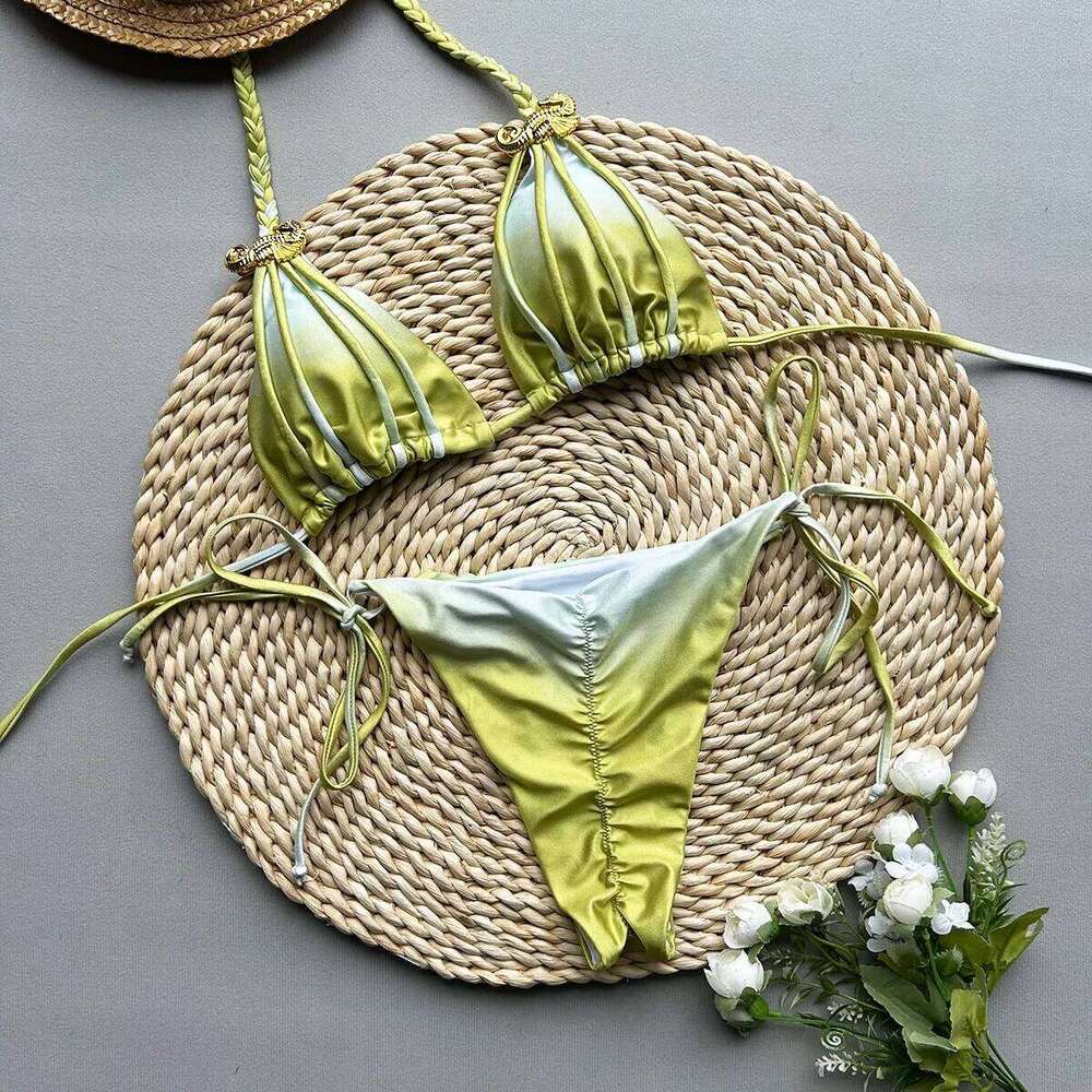 2025 New Bikini Sexy Tie Dye Split swimwear for woman Swimwear Women Y260303