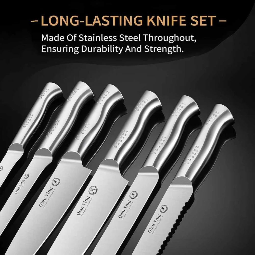 14-piece Stainless Steel Cutting Kitchen Knife Cutlery Set with Holder Chef Professional Cooking Tools Premium Knife Set Gift 260304