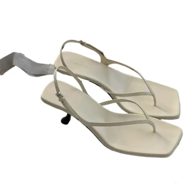 Retro Square Toe Clip Toe Sandals Kitten Heel Back Strap Brown Solid Concise French Style Sexy Fashion Women Shoes Summer Casual 260305