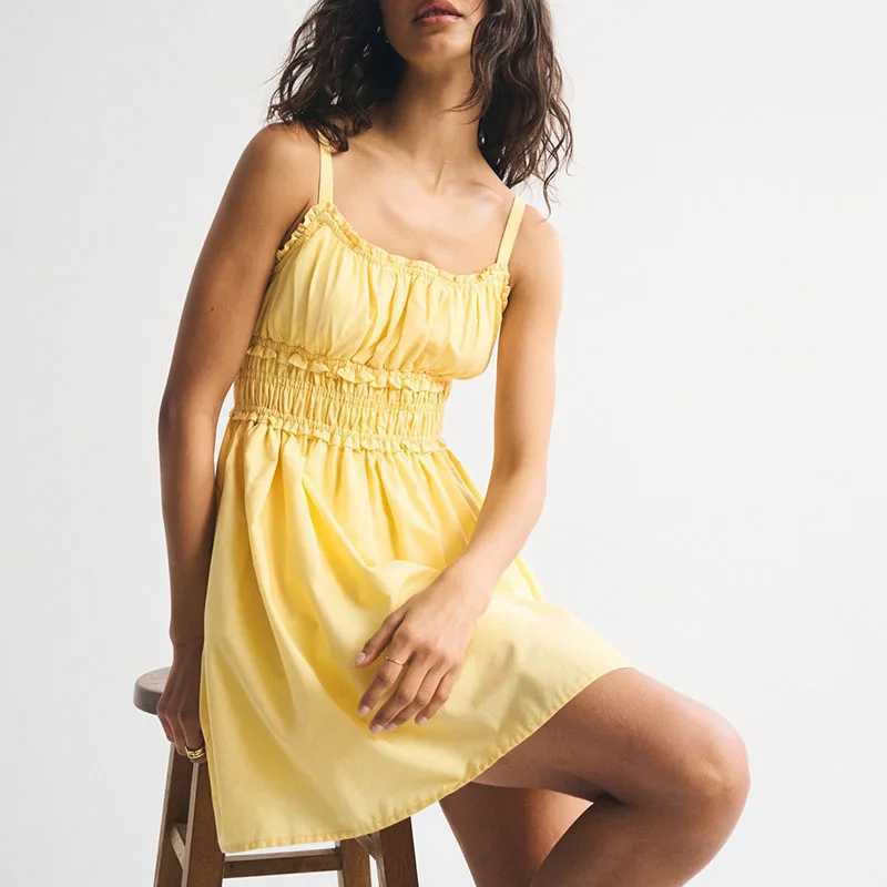 Lady Sexy Off Shoulder Sleeveless Mini Dress Elegant Floral Print Draped Suspender Dress Summer Fashion Hight Waist A-Line Dress a11 M260304