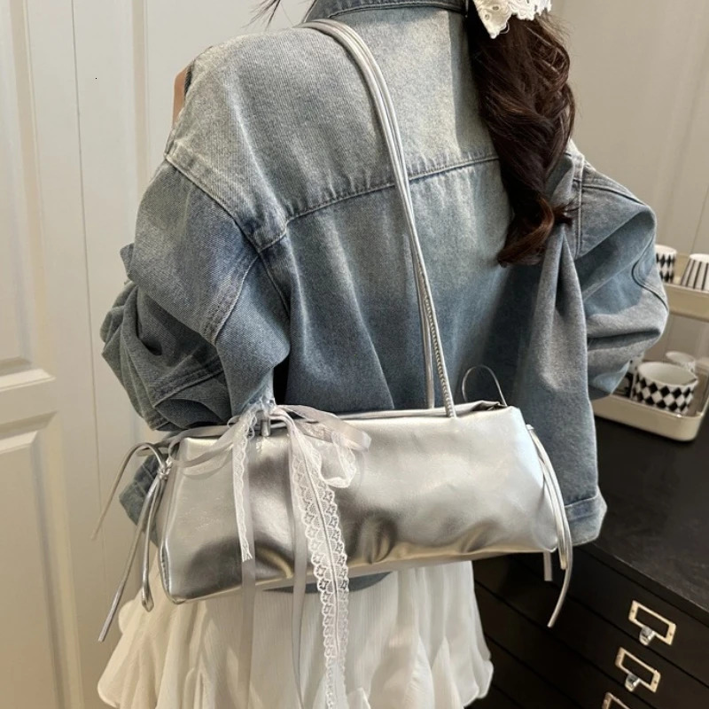 French Elegant Square Bag Korean Bow Decoration Pu High-quality Bag Niche Simple Ballet Style Shoulder Bag Casual Women Bags 260306