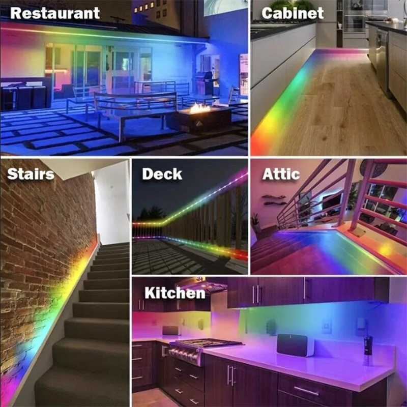 Tuya RGB LED Strip Lights 5V Smart LED Light with Music Sync RGB-IC Dreamcolor Chasing Strip Flexible Tape for Gaming Room Party H260304