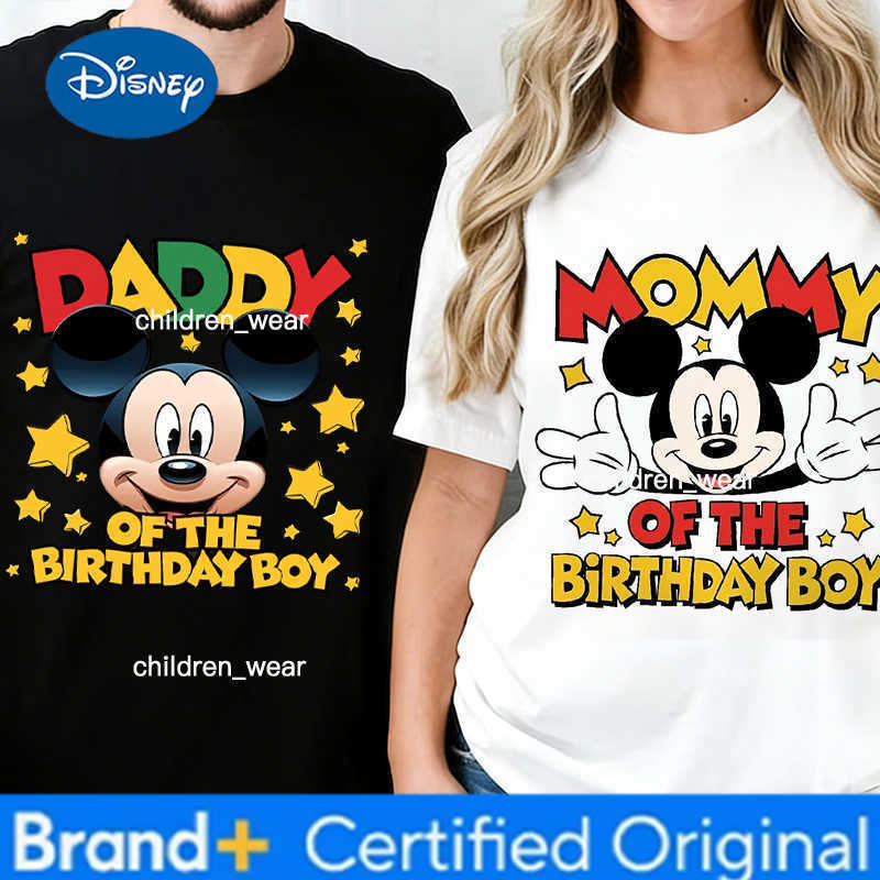 Disney Daddy/Mommy of The Birthday Boy Print Classic T-shirts Women Men Casual Cartoon Couple Matching Tshirts Short Sleeve Unisex Tees H260304