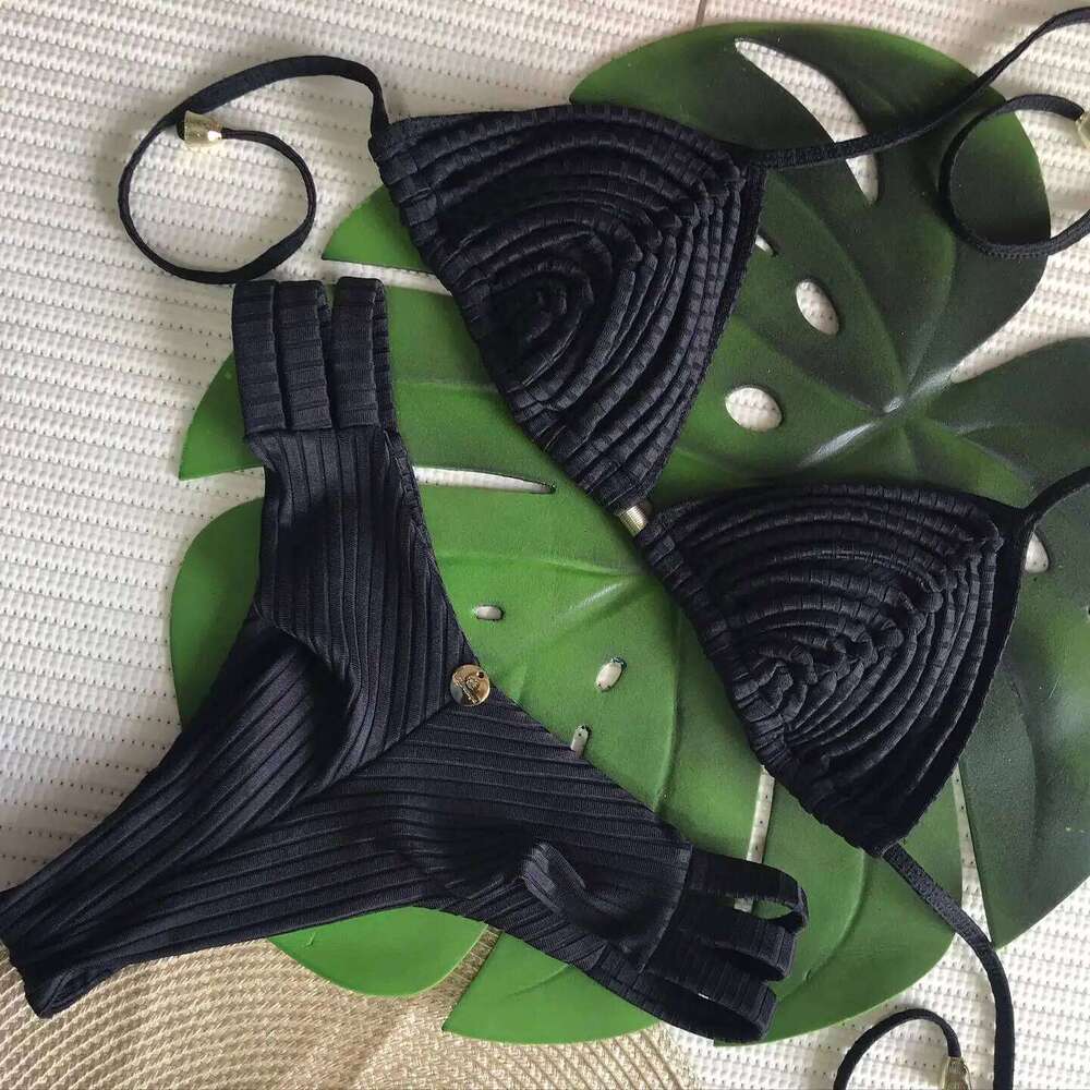 2025 New Bandage Stripes Brazilian Bikini Swimwear Women's Swimsuit Two Piece Set Female Sexy Lace up Mujer Beachwear Summer Y260303