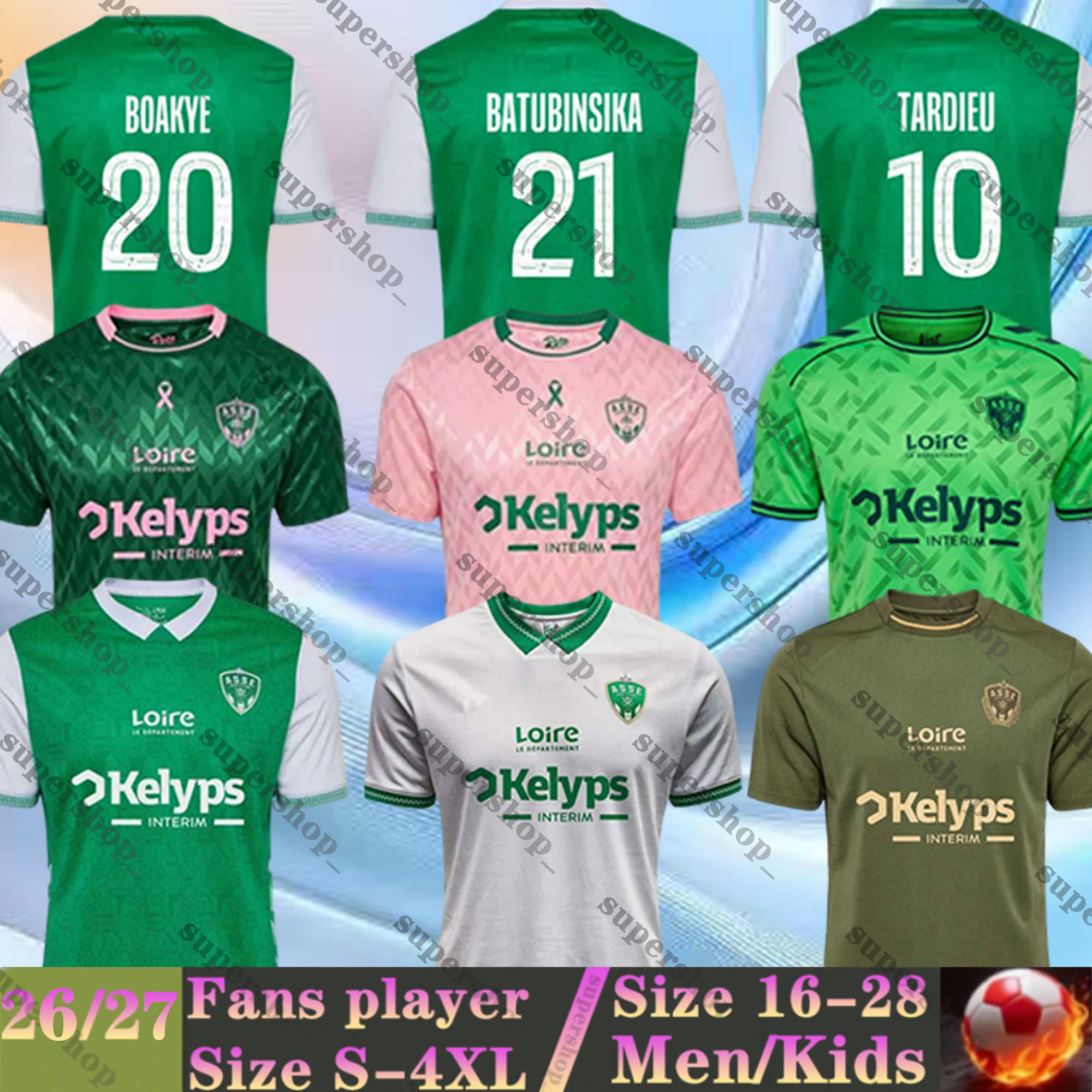25 26 maillots AS Saints Etienne Soccer Jerseys 4th FOURTH GREEN STASSIN MOUEFFEK ASSE 2025 2026 men kids kit Football shirts BATUBINSIKA BOUCHOUARI DAVITASHVILI