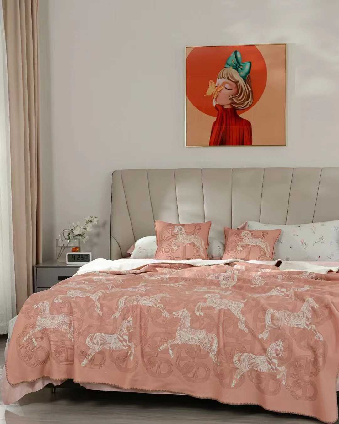 Horse Pattern Wool Cushion Cover Blanket Decorative Throw Pillow Case for Modern Nordic Living Room & SofaT260304