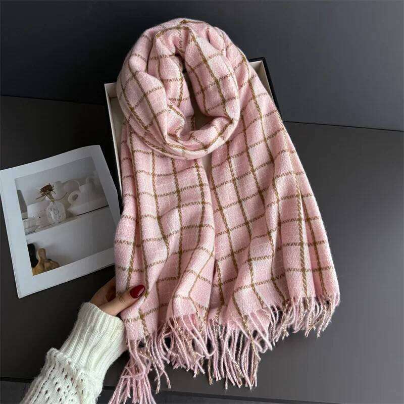 Winter Warmer Scarf For Women Men Retro Thickened Neck Tassel Pashmina Shawl Faux Cashmere Warps Autumn Elegant Ladies Blanket XJ260304