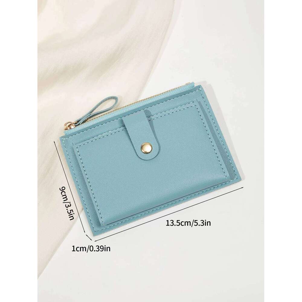 Fashionable Simple and ultrathin women's short Lightweight Portable ID Credit Card Holder Bifold Zipper Small Wallet C260304