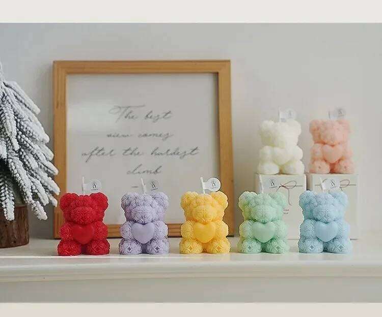 Pink Bear Candle Romantic Cute Soy Wax Aromatherapy Small Scented Relaxing Wedding Birthday Party Gift Home Decoration W260304