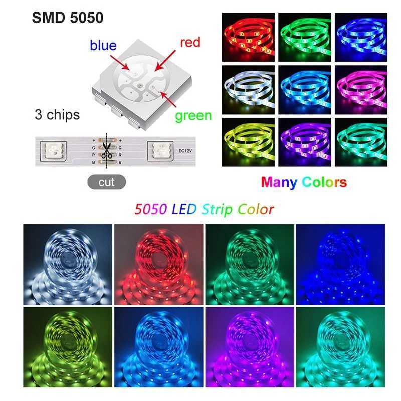12V Led Strips Lights 5-30M Smart Wifi Alexa SMD 5050 Rgb Led Tape 220V Neon Strips Music Sync Colorful Room Band Decoration H260304