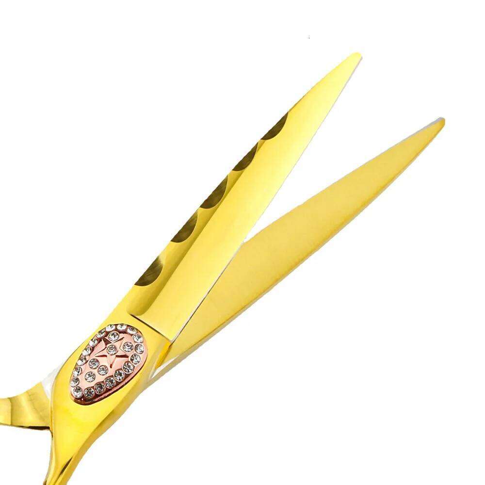 Professional JP440c steel 6 '' scissor Gold Gem hair haircut thinning barber tools cutting shears hairdressing scissors H260303