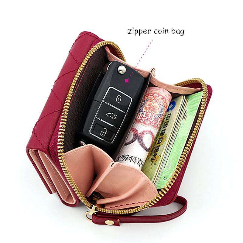 Love Embroidered Short Zero Women's Triple Fold Bag Multi Card Large Capacity Versatile Fashion Wallet C260304