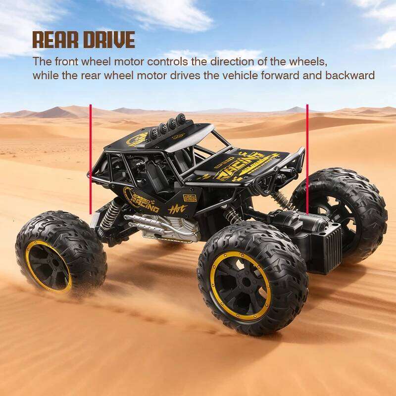 2.4g Remote Control Alloy Off-Road Climbing Car with Lights, Spray, Large Wheels, Rechargeable Children's Toy Car, Cross-Border Gift Z260303