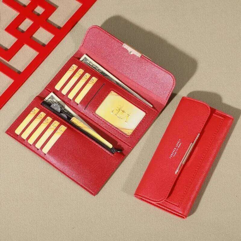 2024 New Women's Metal Long Folding Personalized Student Cute Mini Fashion Handheld Zero Wallet C260304