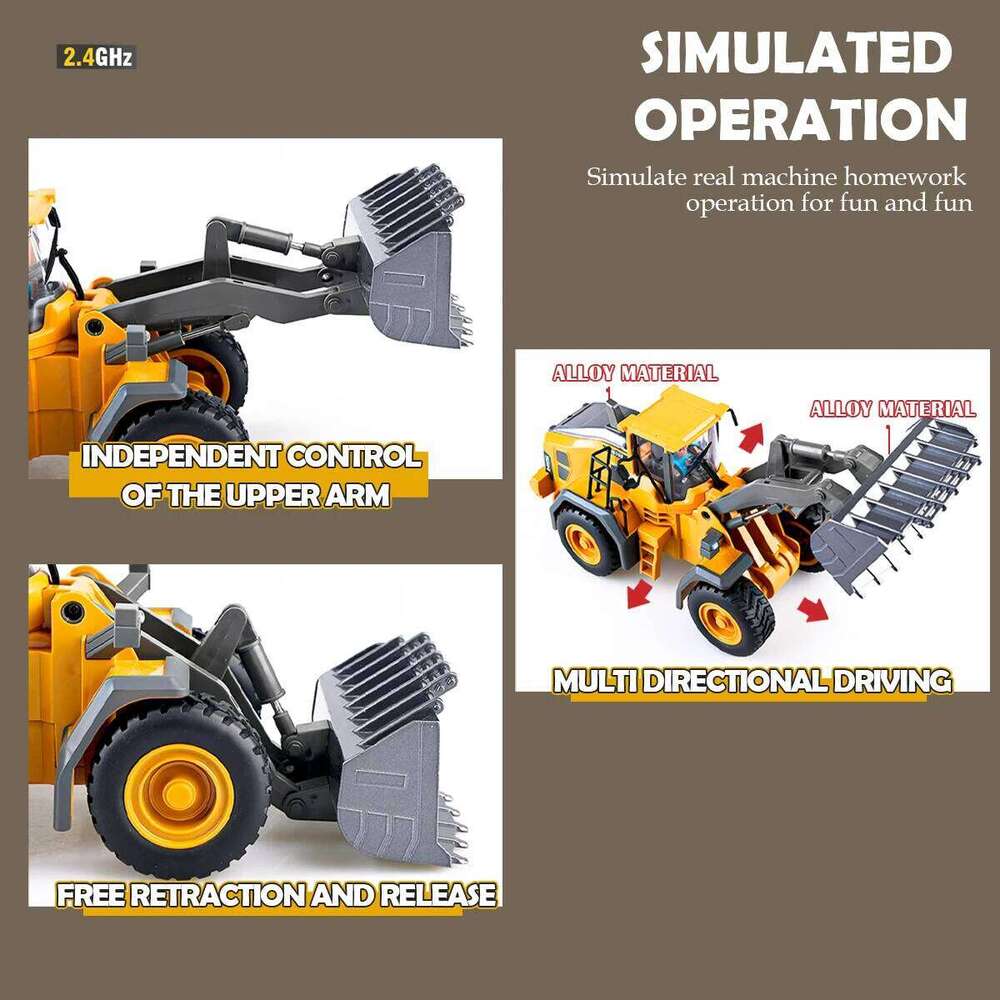 2.4G Remote Controlled Bulldozer Nine Channel Loading Vehicle Simulation Excavation Engineering Gifts for 6+ Children Z260303