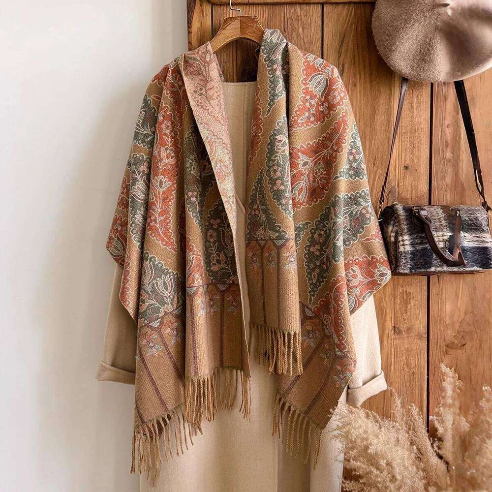 Luxury Bohemian Pashmina Scarf for Ladies Spring Summer Jacquard Flower Pattern Designer Muslim Hijab Shawl XJ260304