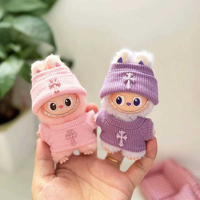 Fashion Cross Knit Set with Beanie & Sweater for 10cm Labubu Series 40 Dolls DIY Decorative AccessoriesT260304