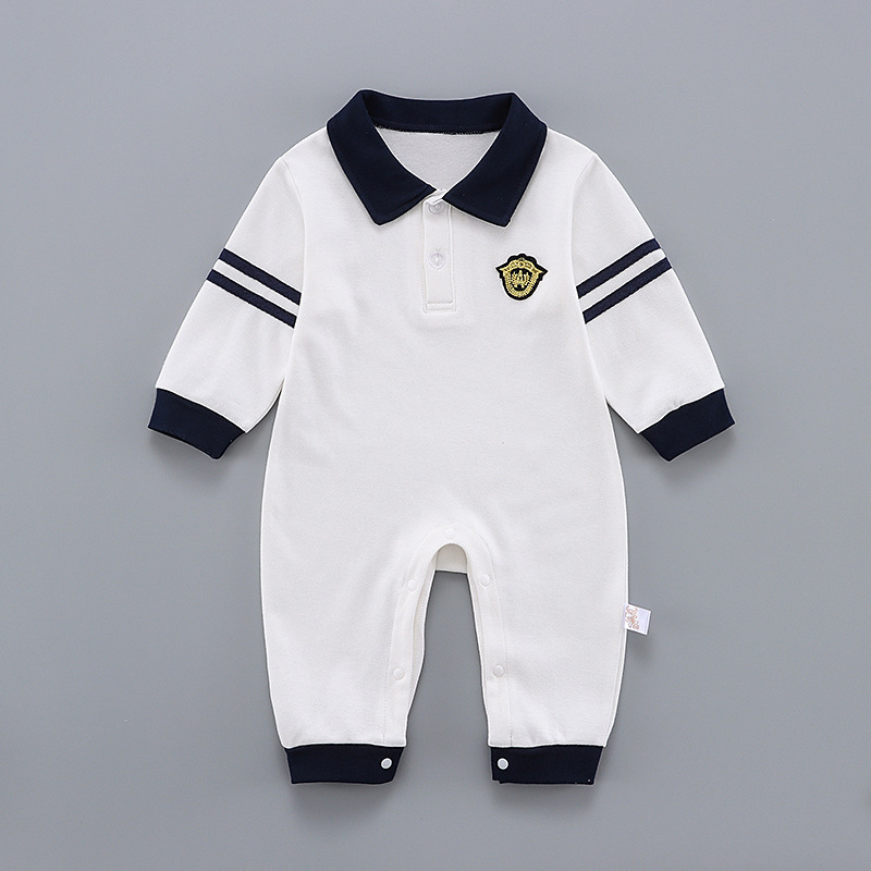 Casual and versatile gentleman's British autumn outfit, newborn baby's pure cotton jumpsuit