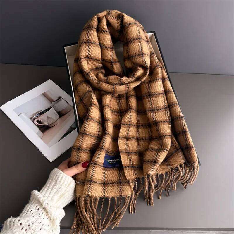 Neck Warmer Scarves For Women Men Winter Thickened Tassel Pashmina Shawl Faux Cashmere Warps Autumn Elegant Ladies Blanket XJ260304