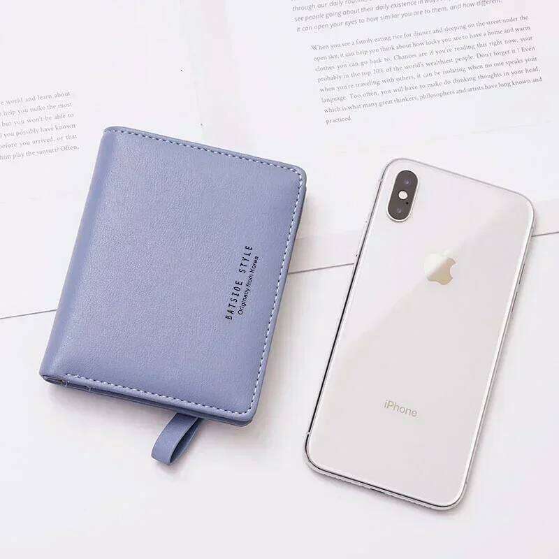 Thin Style Women Wallets Zipper Coin Bag in Back Blue Soft Leather Ladies Card Holder Slim Purse Female Wallet Mini Short 2024 C260304