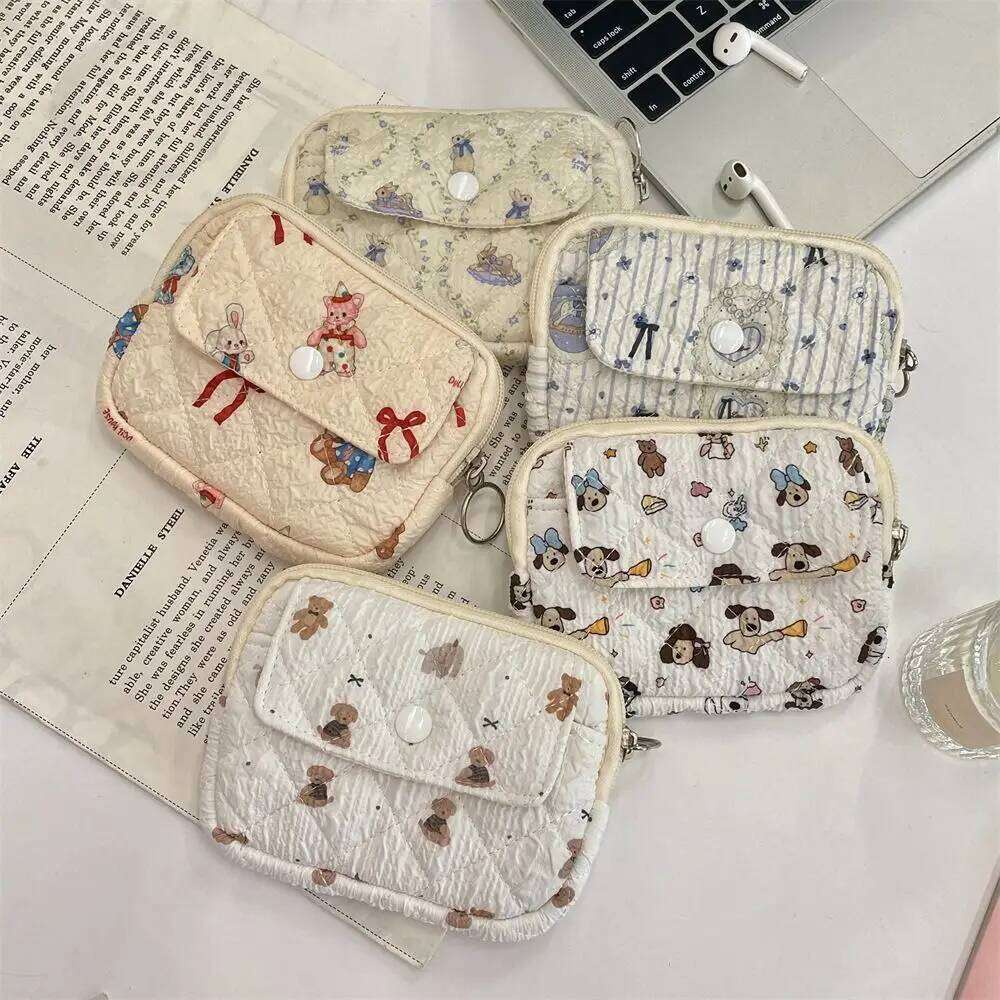 Gifts Cartoon Floral Portable Multifunctional Key Coin Purse Quilted ID Holder Card Hold C260304