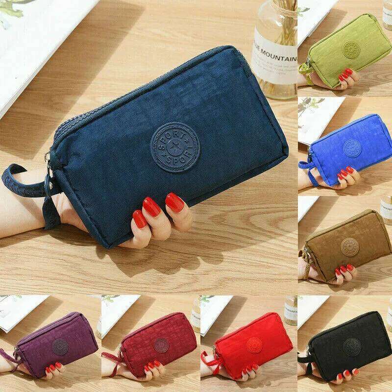Fashion Clutch Wallets For Women Three Zipper Solid Color Letter Printing Large Capacity Wearable Purse C260304