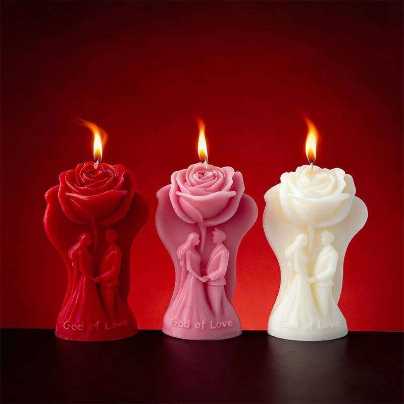 Rose Shaped Scented Candles for Valentine's Day, Creative Ornaments, Romantic Wedding Decoration, Gifts W260304