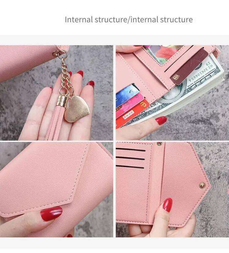 Fashion Ladies Card Holder Pouch Short Wallets PU Leather Women Luxury Tassels Hasp Small Wallet Trend Coin Purse C260304
