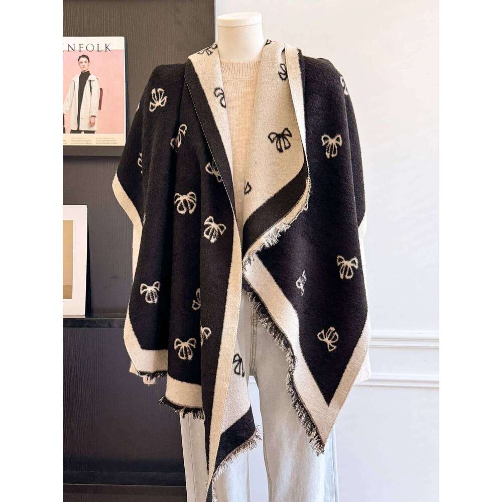 Winter Warm Unisex Faux Cashmere Scarf Trendy Patterns Irregular Cut Two-Way Wear Soft Warmth Practical Neckerchief XJ260304