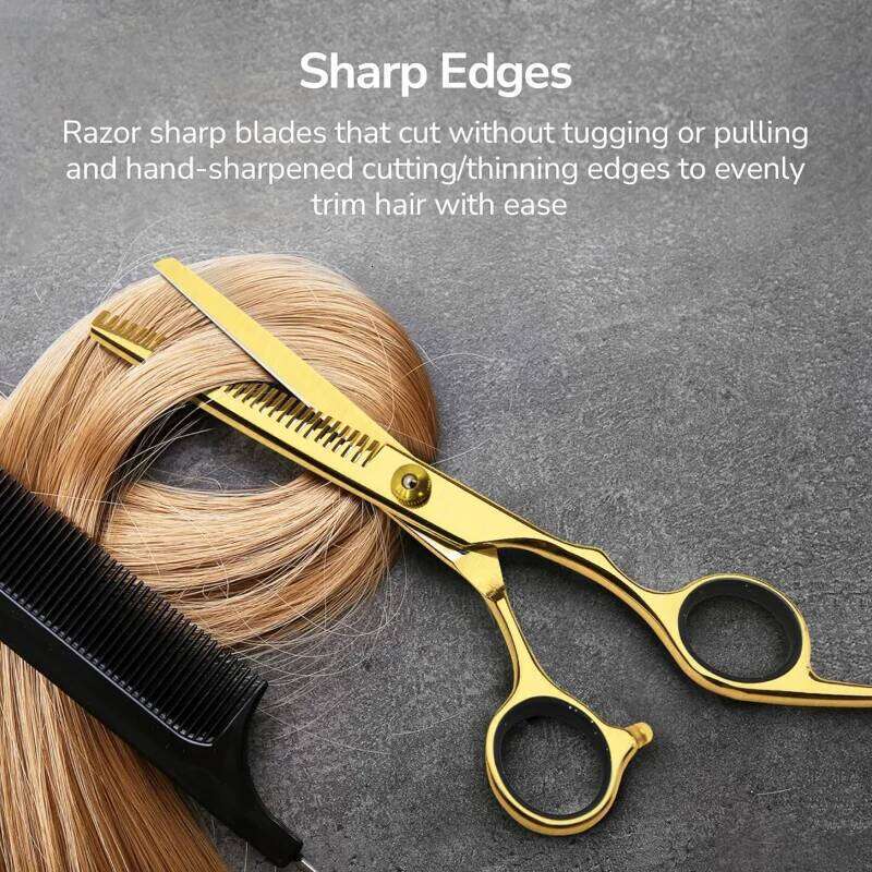 wingsbro 6.5" 2Pcs Set, Straight Scissors and Thinning Shears, Hair Cutting Shears for Men, Women, Children H260303