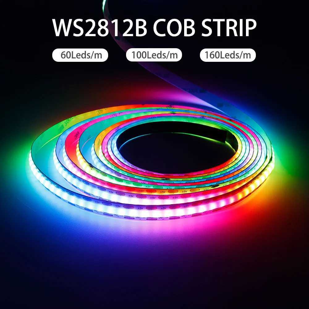 WS2812B RGBIC COB LED Strip WS2812 High Density Individually Addressable 60/100/160Leds/m Smart Dream Color COB Led Light DC5V H260304