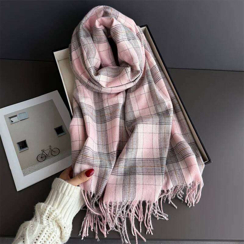 Neck Warmer Scarf For Women Men Autumn Luxury Thickened Tassel Pashmina Shawl Faux Cashmere Warps Winter Ladies Blanket XJ260304