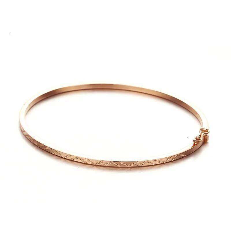 New Design 585 Purple Plated 14K Rose Gold Fine Geometric Bracelet For Women Light Luxury Charm Engagement High Jewelry XJ260303