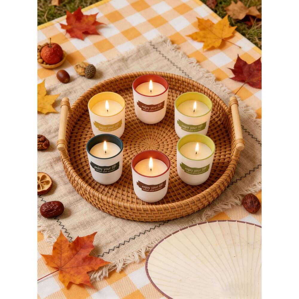 1PC Smokeless Matte White Glass Cup Scented Candle - Hot Sale With Discount, Long-Lasting Aromatherapy Fragrance, W260304