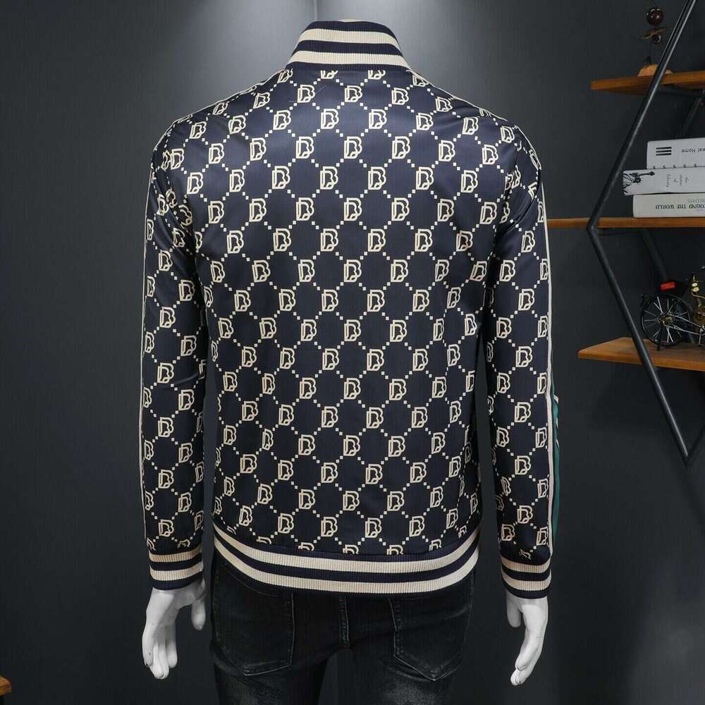 Spring New Men's Stand Collar Jacket High-Quality Printed Trendy Patchwork Casual Plus Size Coat Luanyun