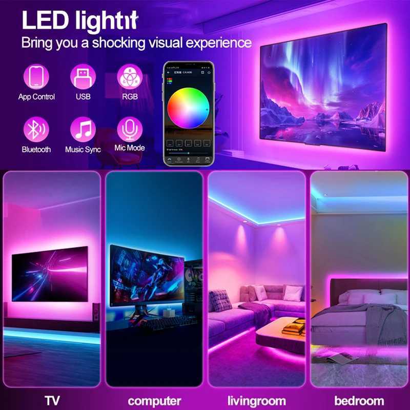 Tuya WiFi LED Strip Lights Smart Life USB 5050 RGB Lamp Tape TV PC Backlight Room Light Flexible Diode Work With Alexa Google H260304