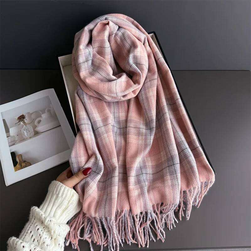 Neck Warmer Scarf For Women Men Autumn Luxury Thickened Tassel Pashmina Shawl Faux Cashmere Warps Winter Ladies Blanket XJ260304