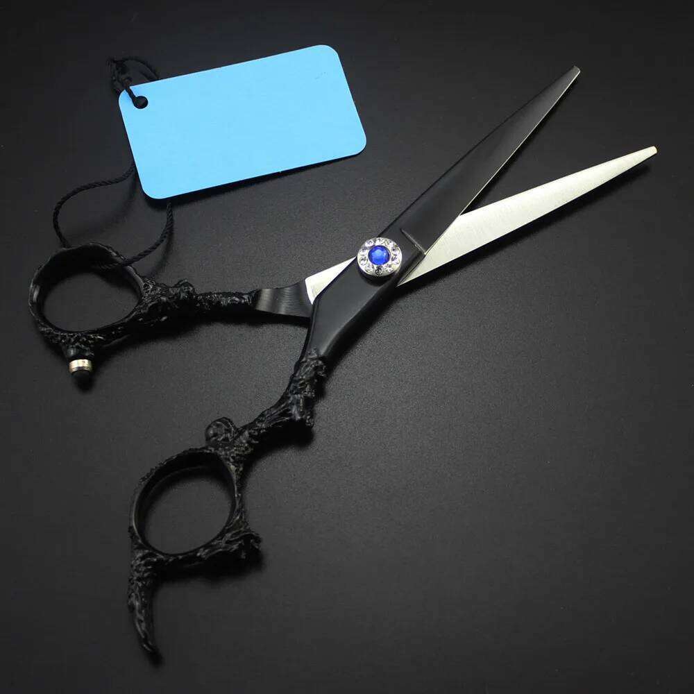 Customize logo JP 440c steel 6 '' Black Dragon hair cutting barber tools haircut thinning shears hairdresser scissors H260303
