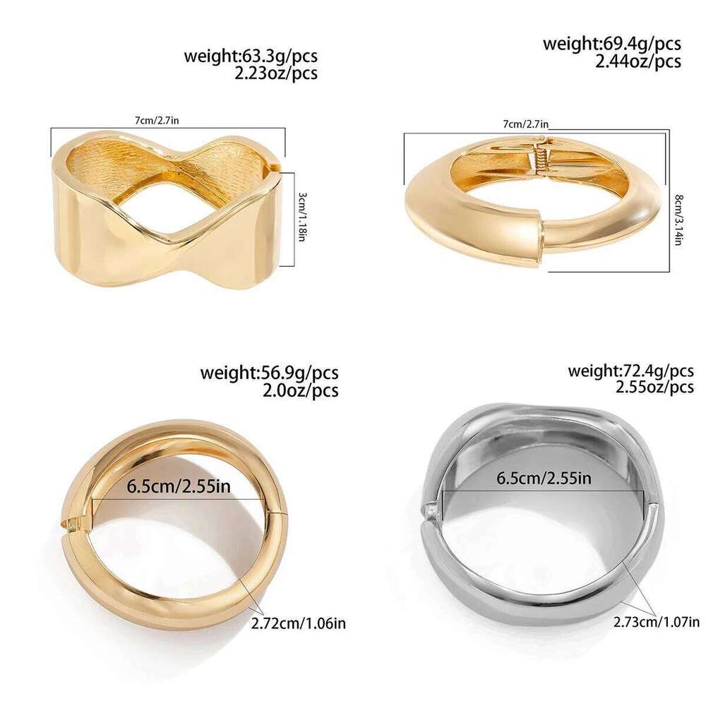 Ingemark 4 Styles Luxury Punk Heavy Metal Chunky Spring Bangle for Women Hip Hop Open Wide Cuff Bracelet Steampunk Jewelry Men XJ260303