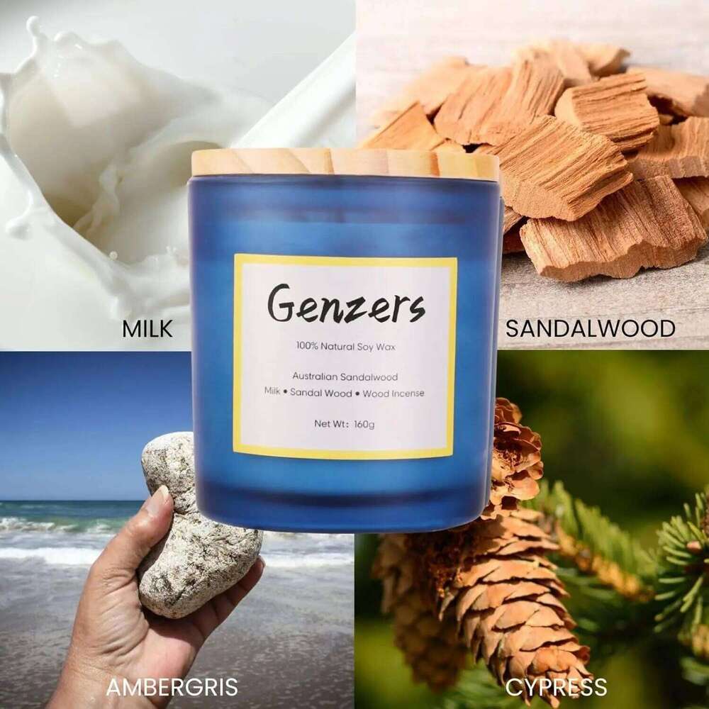 Australian Sandalwood Musk Scented Candle Spring Aromatherapy Home Fragrance 36 Hours Clean Burning Birthday Gift for Men W260304