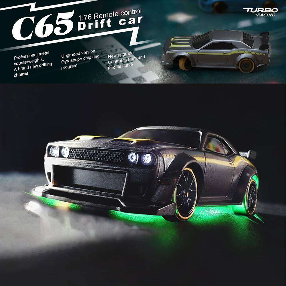 Turbo Racing 1:76 C65 Drift RC Car With Gyro Radio Full Proportional Remote Control RTR Desktop Toys For Adults and Kids Z260303