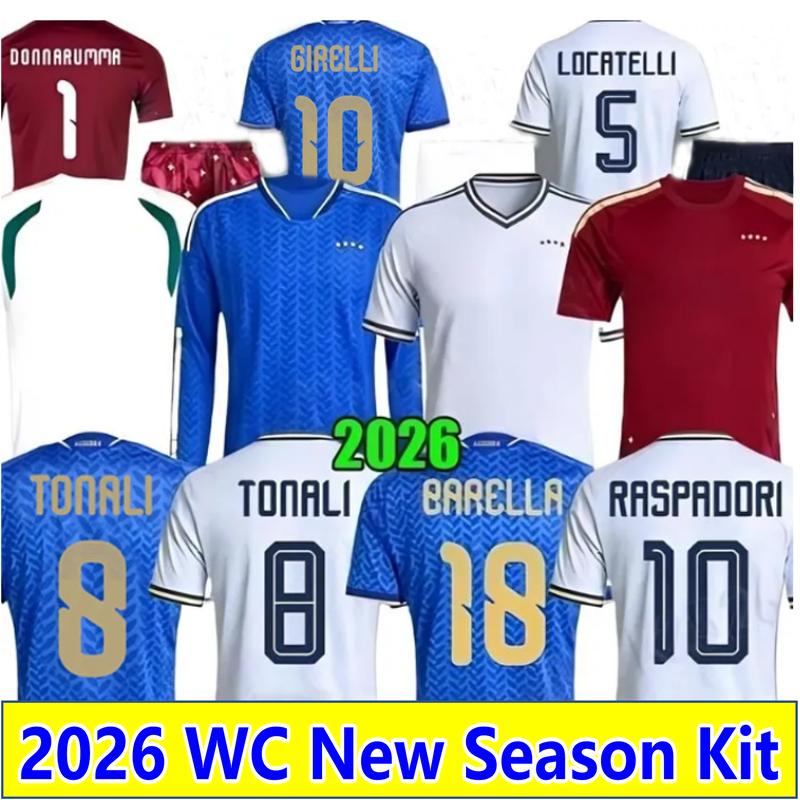 2026 Italia BARELLA RETEGUI soccer jerseys fans player FRATTESI ESPOSITO maillot de futol 26 27 football shirt RASPADORI POLITANO men kids set uniforms S-4XL