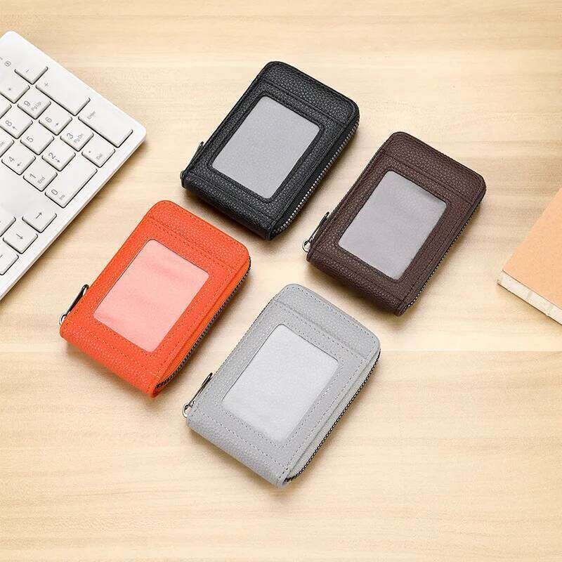PU Credit Multi Slot Holder Short Bank Cover Business Card Clip Zipper Vertical Handheld Bag for Women's Men' C260304