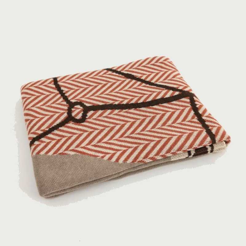 Soft Horse Knitted Blanket Gray Bedspread Modern Orange Decorative For Sofa Throw Warm Living Room Bedding Home DecorationsT260304