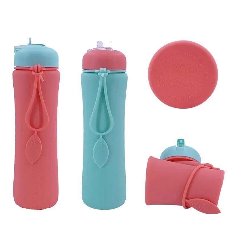 600ML Silicone Foldable Bottles Portable Collapsible Sports Water Cup Outdoor Travel Camping Leakproof Reusable Kettle S260303