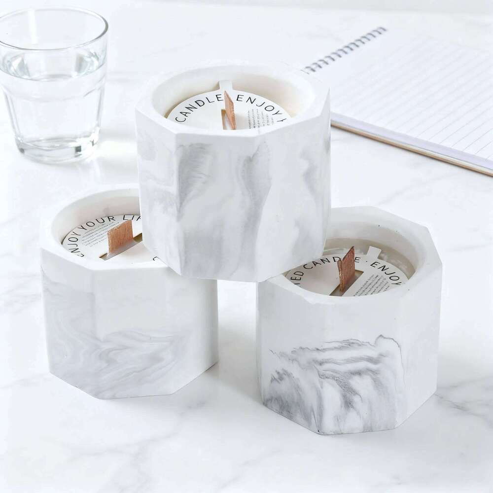 Marble Pattern Scented Candle, Smokeless Aromatherapy Jar Candle Home Decor, Relaxing Gift Set for Wedding Birthday Valentin W260304