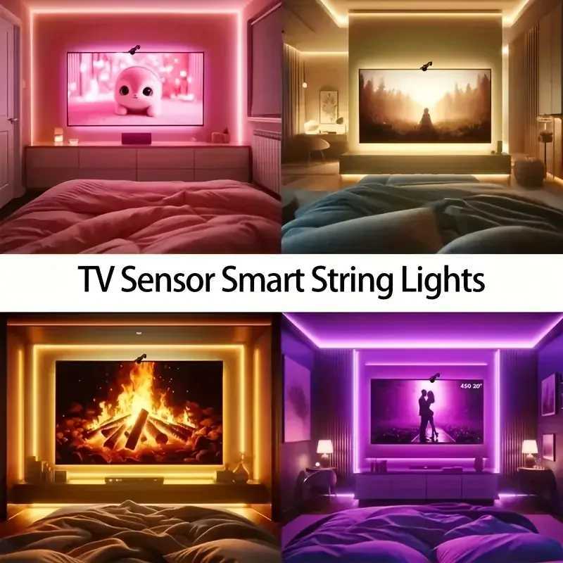 Smart LED TV Backlight Strip with AR Color Sensor App Controller with Music Sync RGB Ambient Light for 55 to 85 Inch Screen H260304