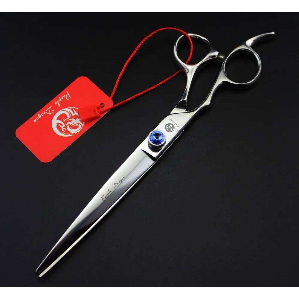 612# 7'' Left Hand Brand Purple Dragon High-Class Hairdressing 440C Big Gem Dogs Cats Pets Cutting Shears Hair Scissors H260303